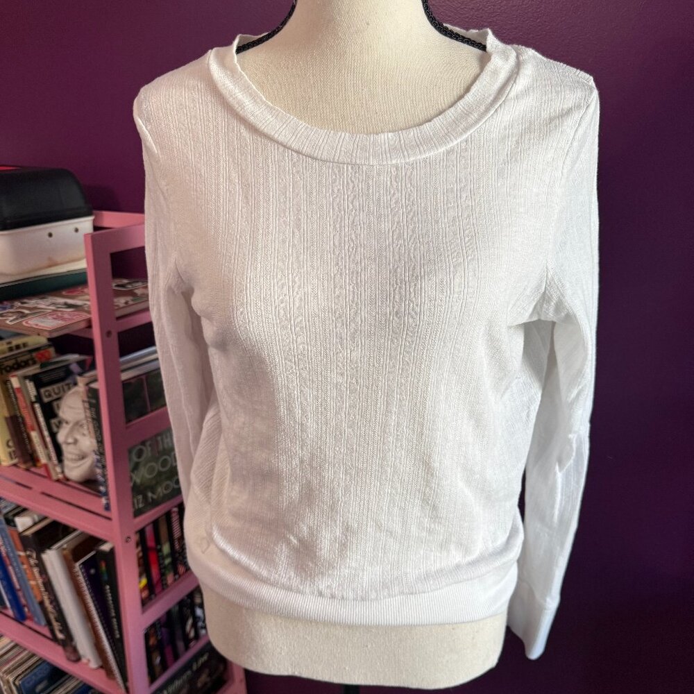 White Super Soft Light Weight Layering Crew Neck Sweater | Size L